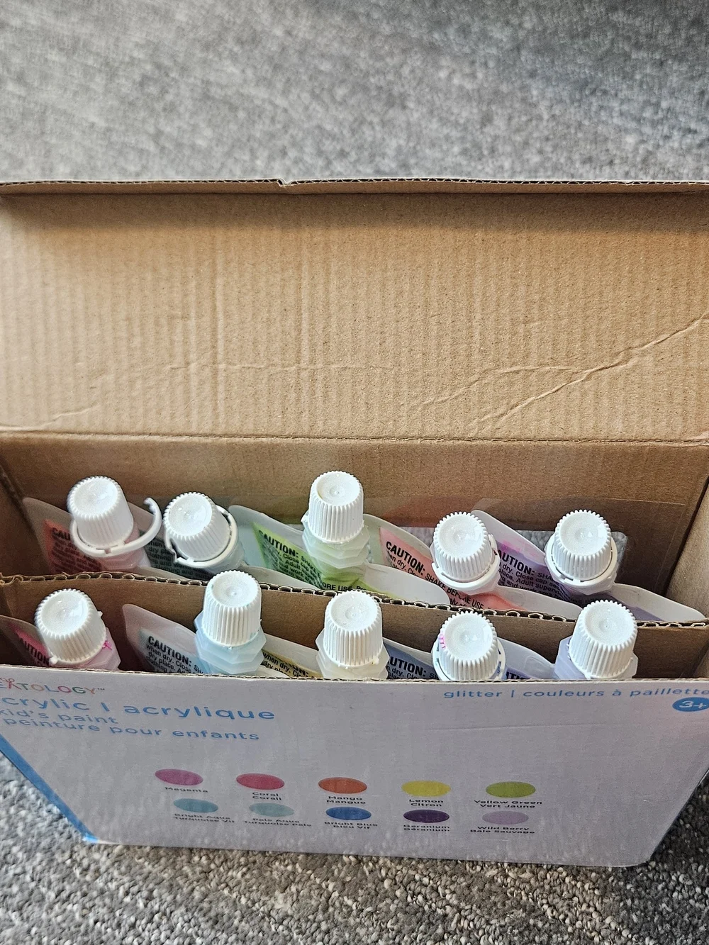 Creatology Acrylic Kids Paint Set - Glitter Neon Colors (10-Pack)